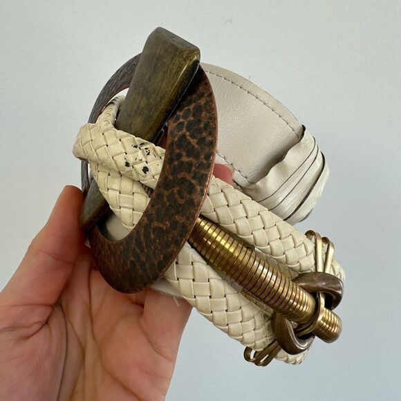 Vintage 80\'s Avant Garde Leather & Metal Waist Belt Adjustable Size M main image 10
